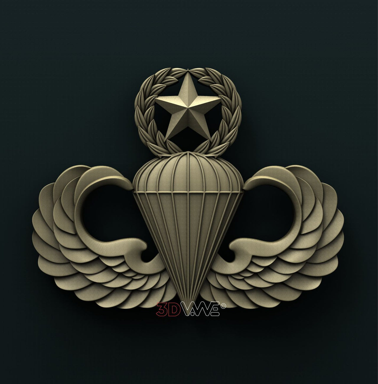 US ARMY MASTER PARACHUTIST BADGE 3D STL 3DWave