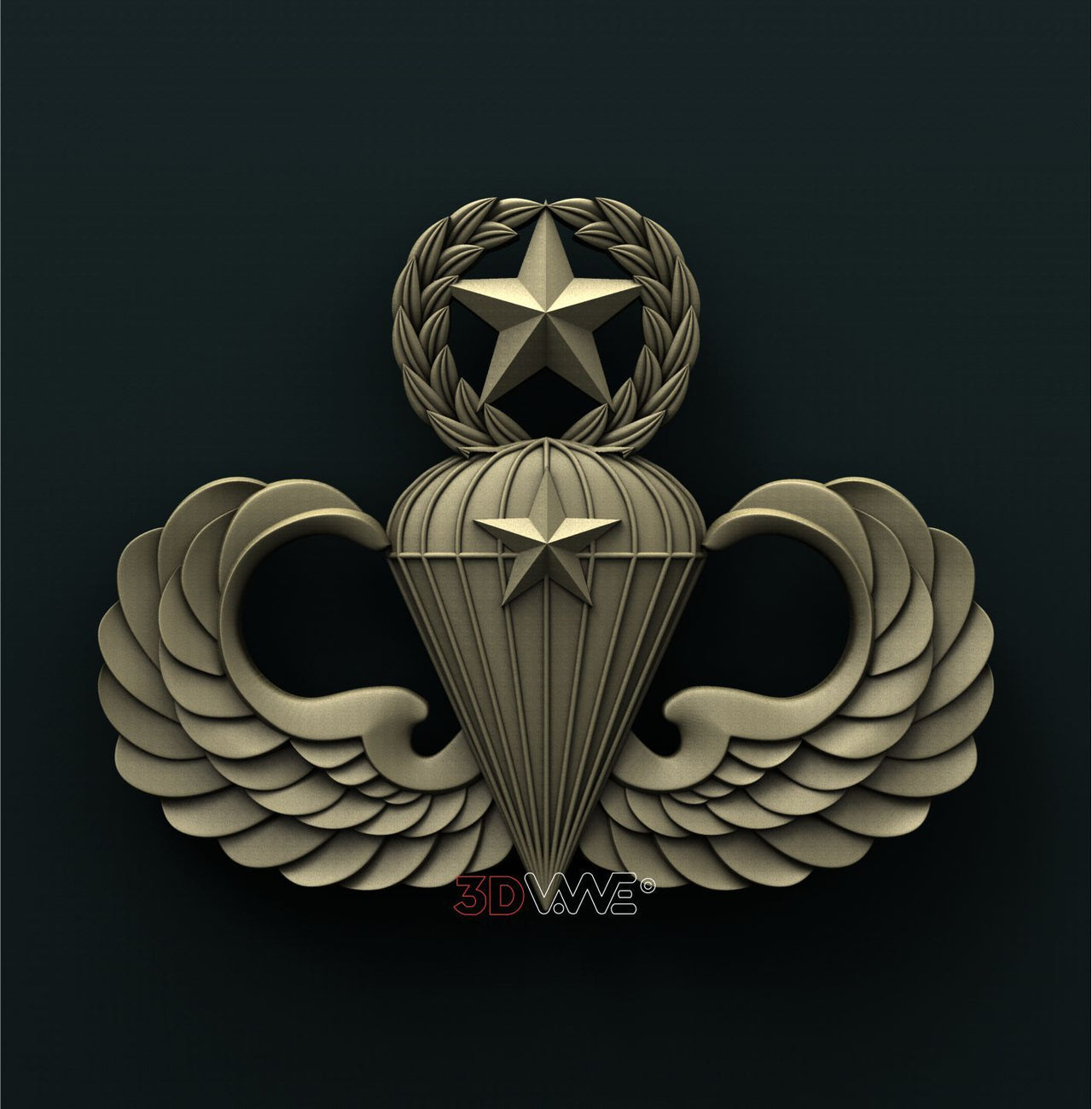 US ARMY MASTER PARACHUTIST COMBAT 1st AWARD BADGE 3D STL 3DWave