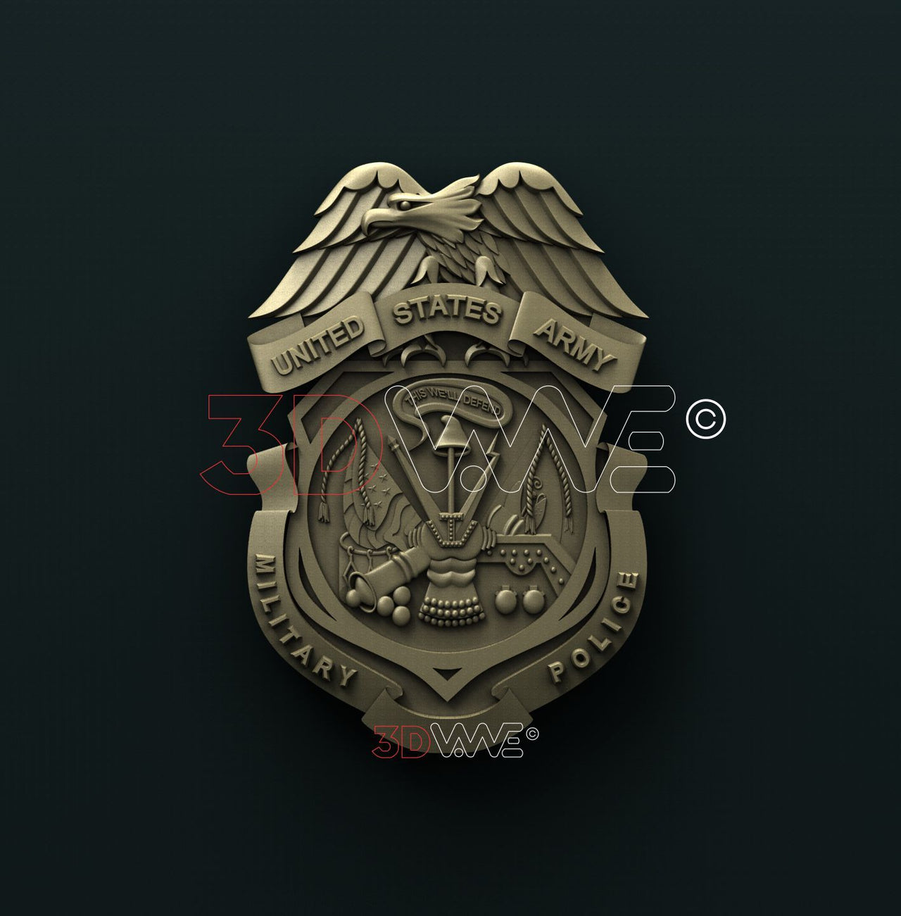 US ARMY MILITARY POLICE BADGE 3D STL 3DWave