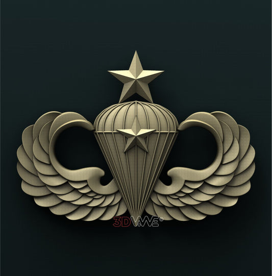 US ARMY SENIOR COMBAT PARACHUTE 1st AWARD BADGE 3D STL 3DWave
