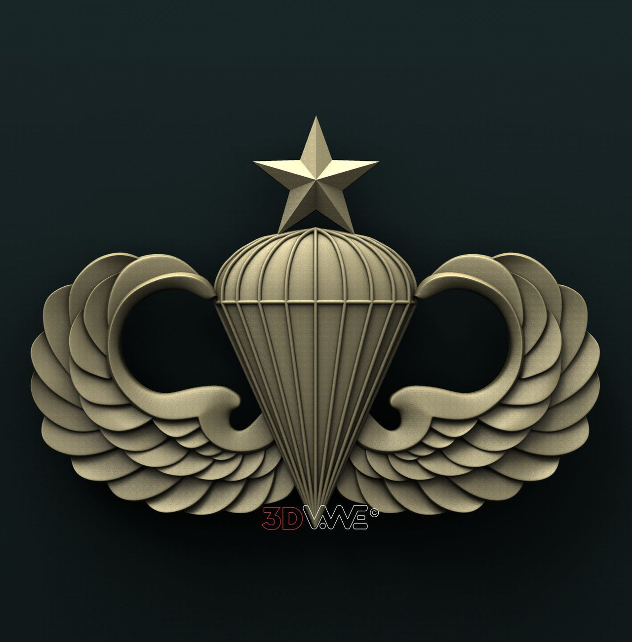 US ARMY SENIOR PARACHUTE BADGE 3D STL 3DWave