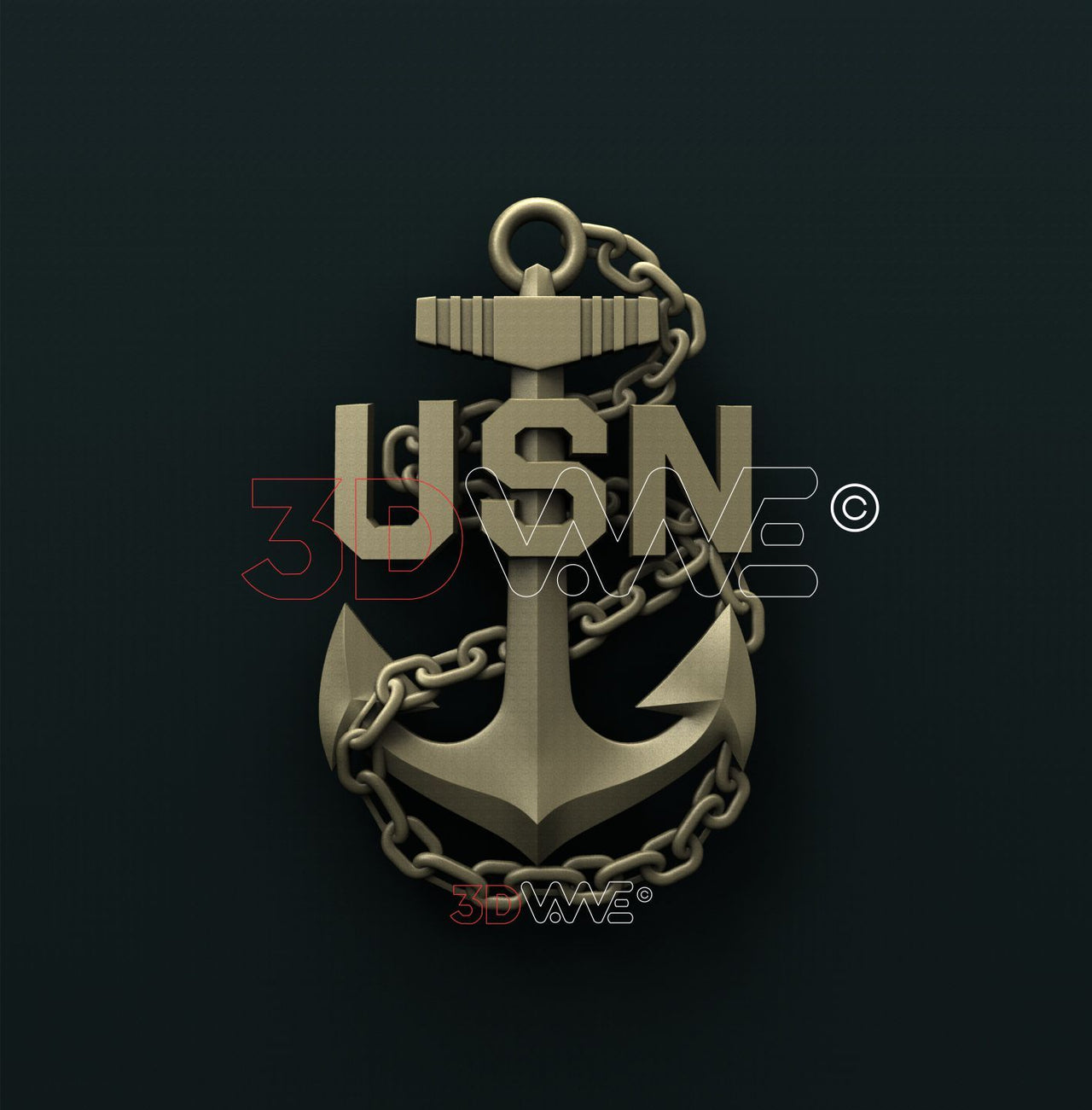 US NAVY CHIEF PETTY OFFICER ANCHOR 3D STL 3DWave