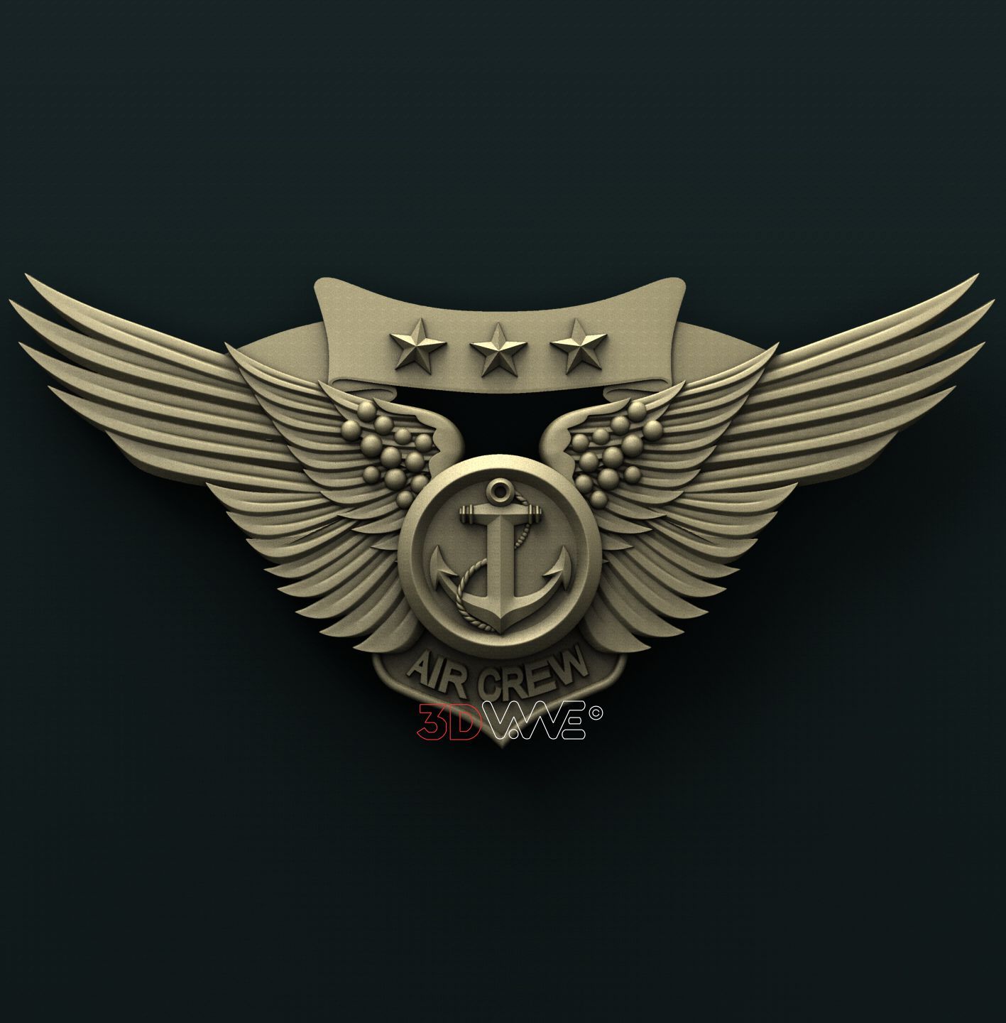 US NAVY COMBAT AIR CREW WINGS 3D STL 3DWave