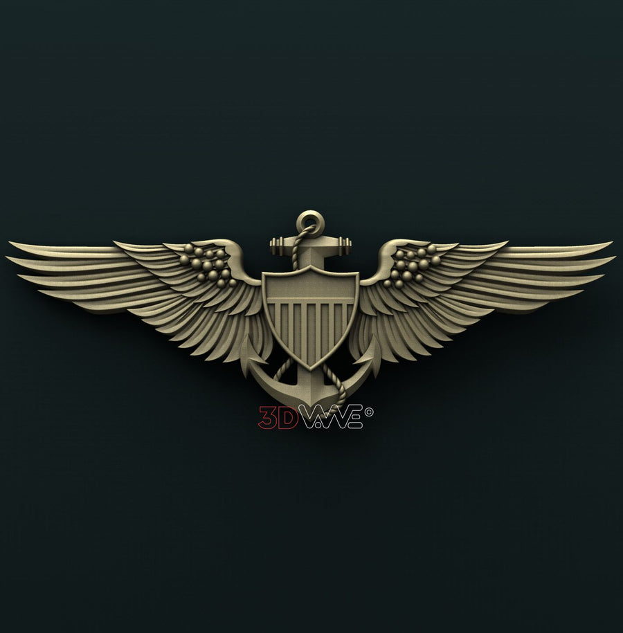 US NAVY / USMC AVIATOR BADGE 3D STL 3DWave