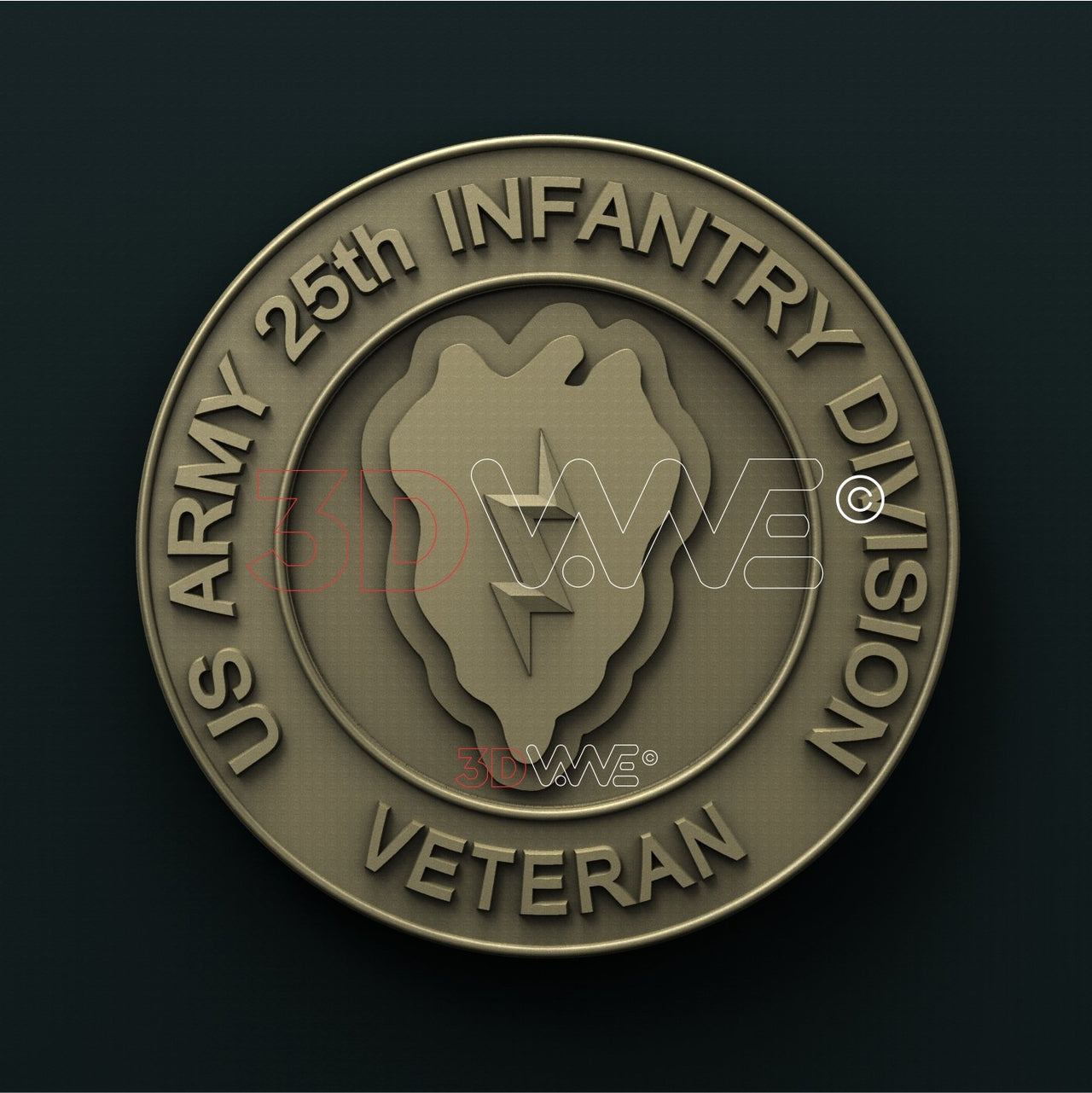 USA ARMY, 25th INFANTRY DIVISION VETERAN 3D STL 3DWave