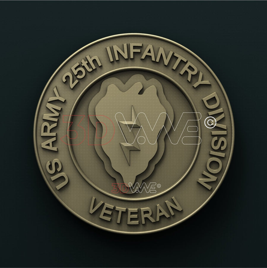 USA ARMY, 25th INFANTRY DIVISION VETERAN 3D STL 3DWave