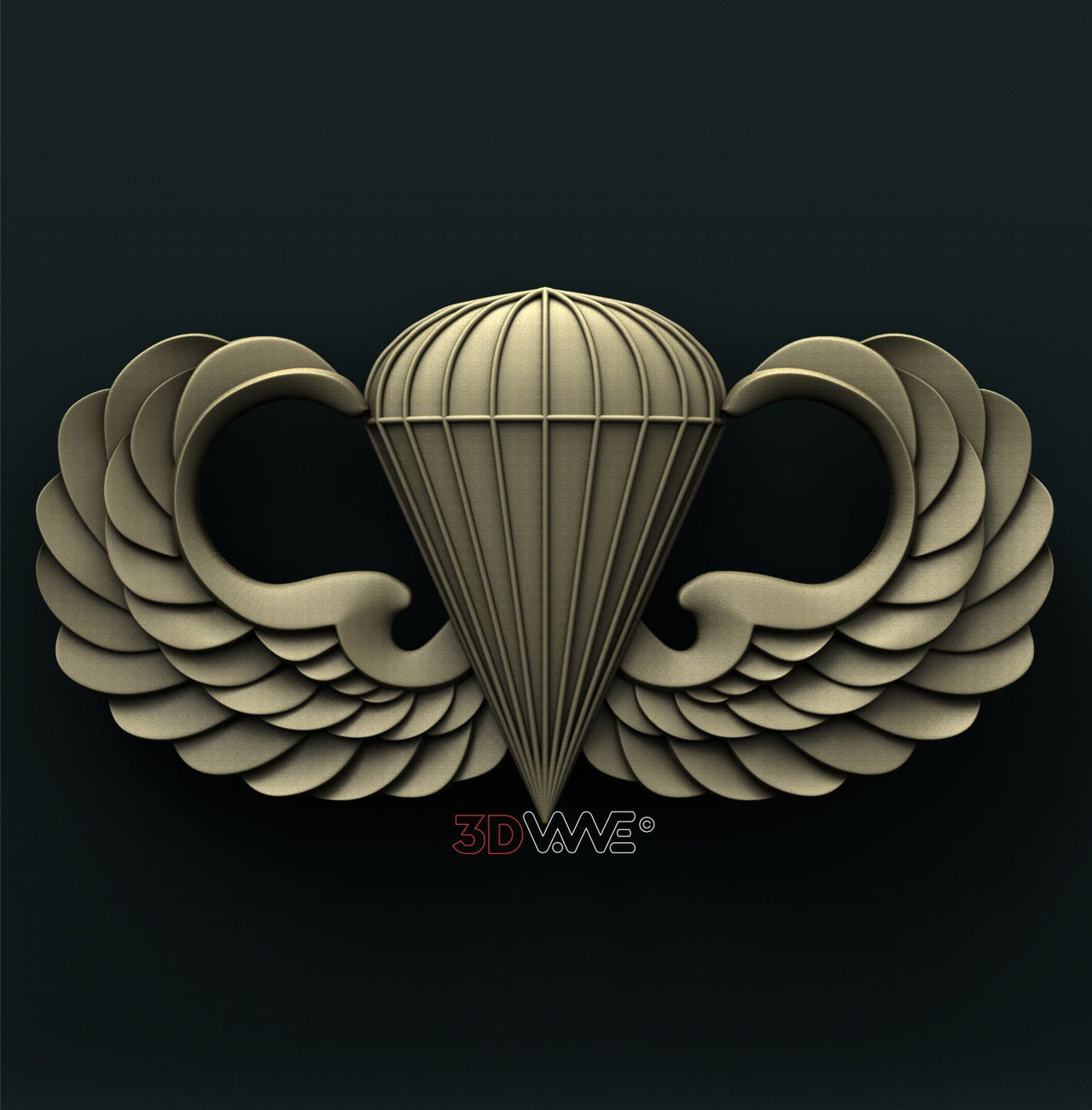 USA ARMY BASIC PARACHUTIST BADGE 3D STL 3DWave