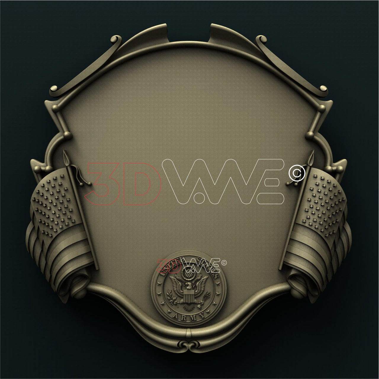 USA ARMY PLAQUE 3D STL 3DWave