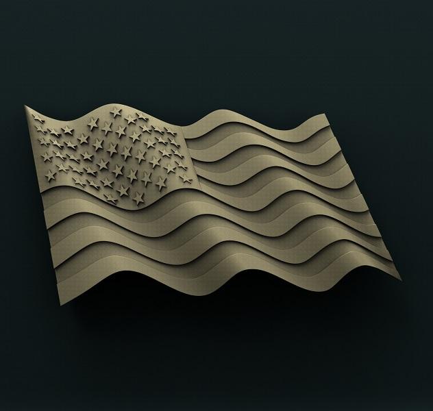 USA WAVING FLAG 3D STL 3DWave