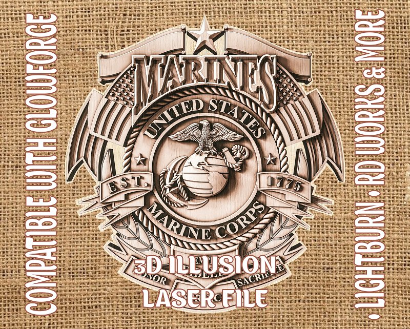 USMC 3d illusion &laser-ready files - 3DWave.us