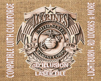 Thumbnail for USMC 3d illusion &laser-ready files - 3DWave.us