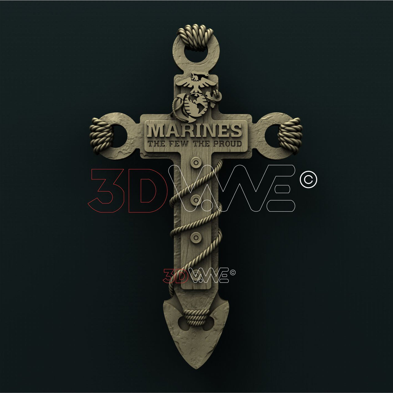 USMC CROSS 3D STL 3DWave