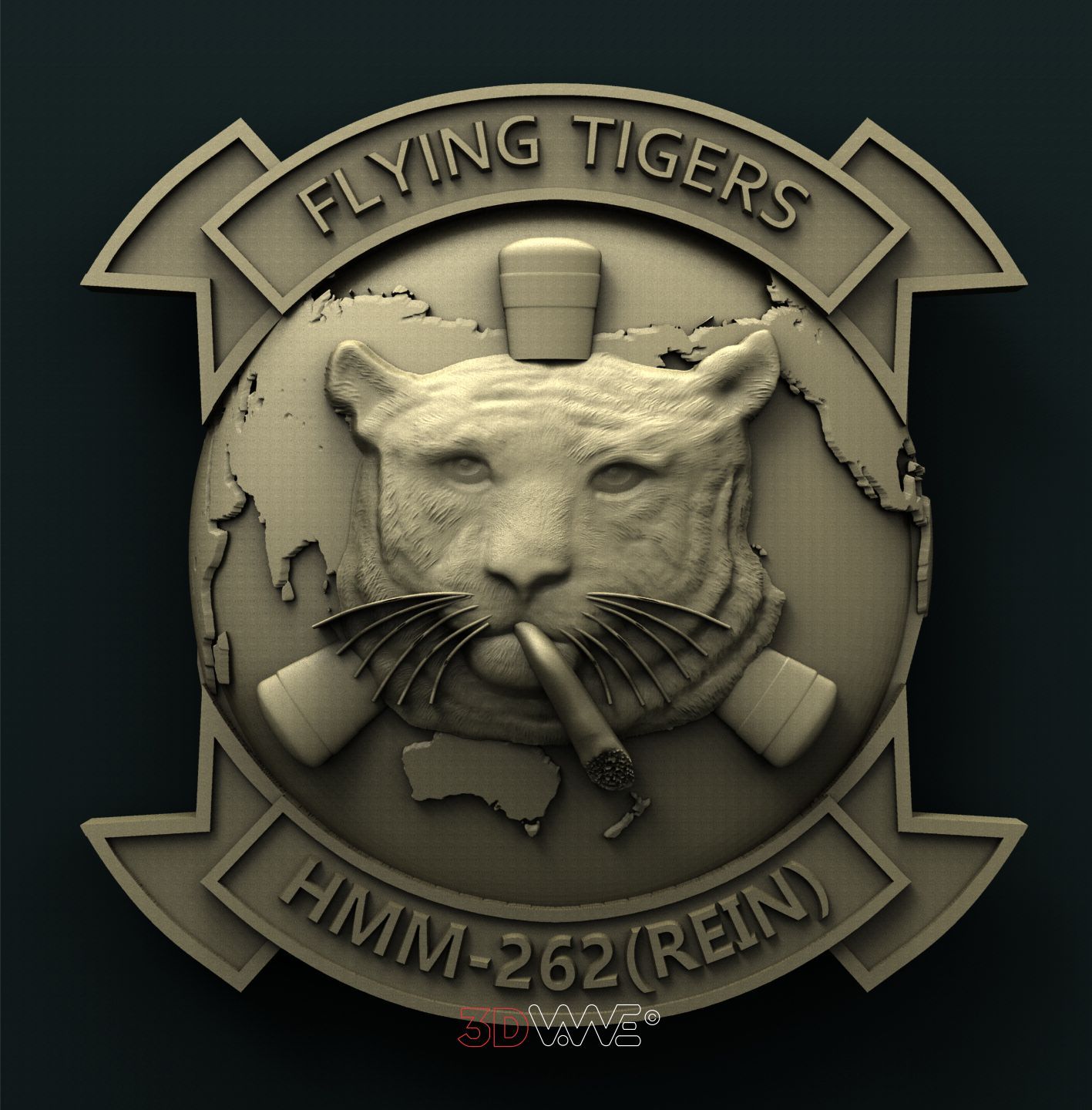 USMC MEDIUM HELICOPTER SQUADRON FLYING TIGERS HMM-262 3D STL 3DWave
