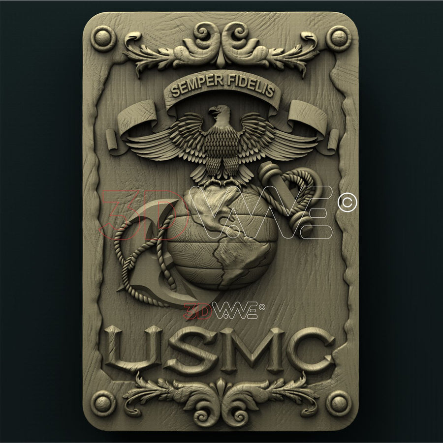 USMC PLAQUE 3D STL 3DWave