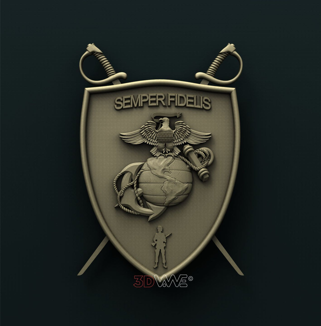 USMC SHIELD 3D STL 3DWave