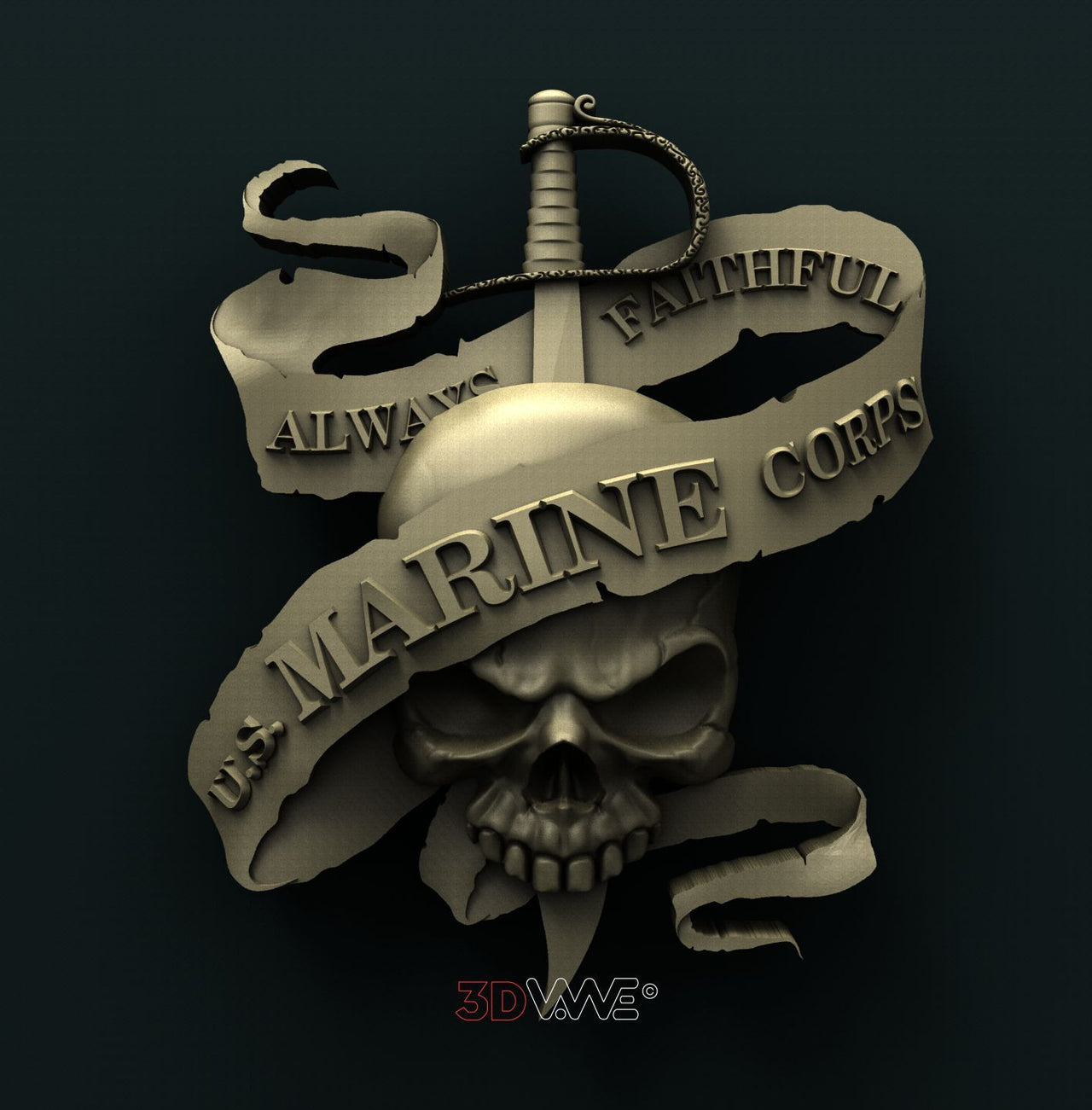 USMC SKULL 3D STL 3DWave