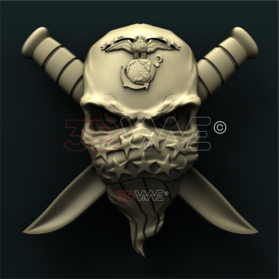 USMC SKULL 3D STL 3DWave