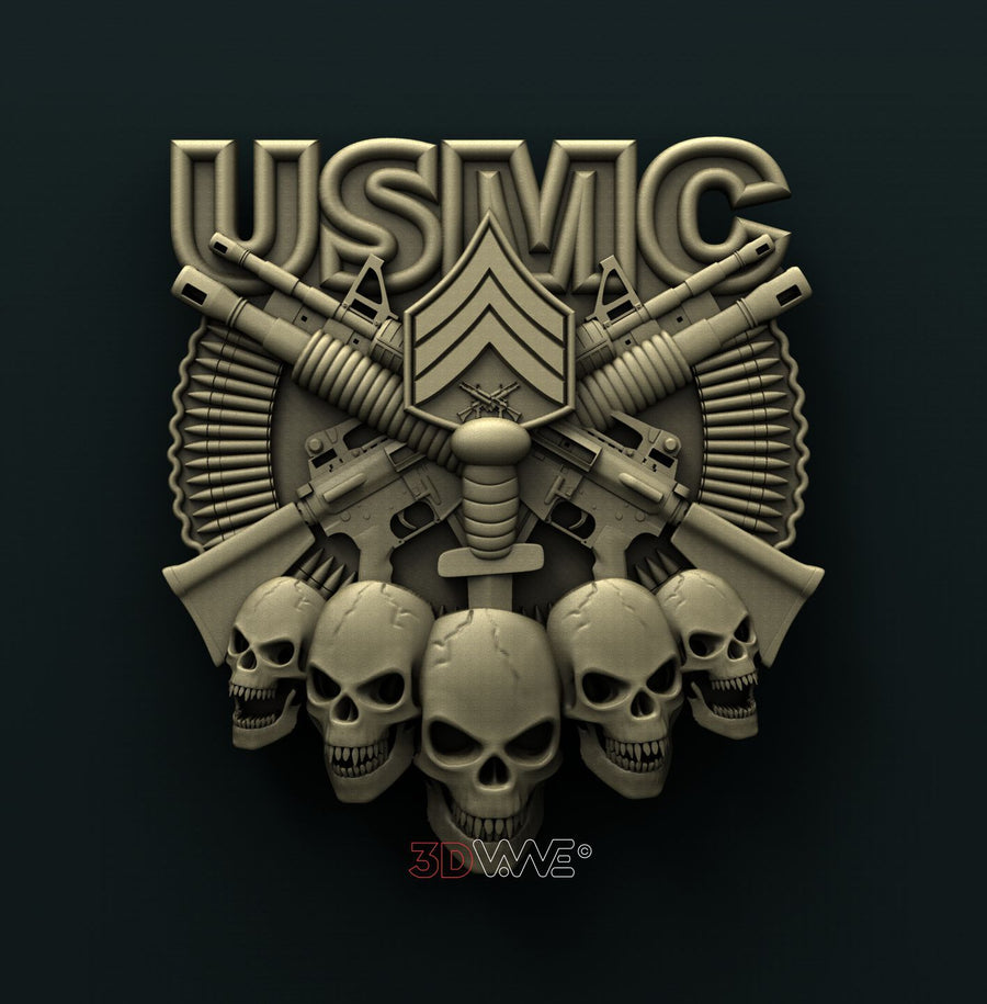 USMC SKULLS 3D STL 3DWave