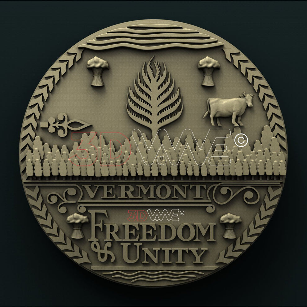VERMONT STATE SEAL 3D STL 3DWave.us
