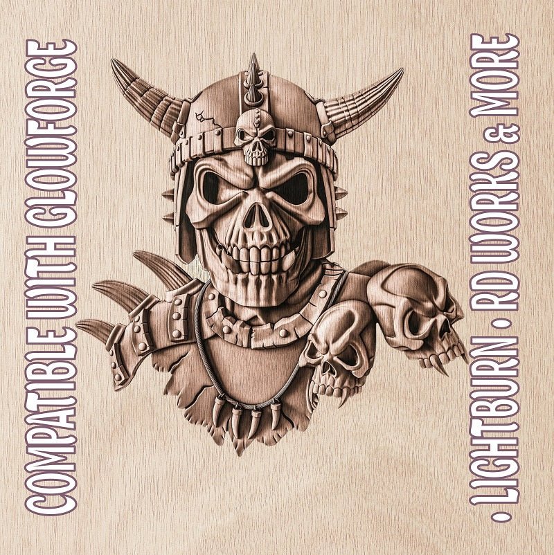 VIKING SKULL 3d illusion & laser - ready file 3DWave.us