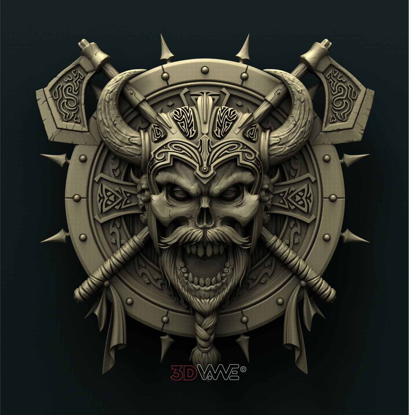 Viking Warrior SKULL on Shield SPECIAL EDITION 3D Original Sculpture – PA  Art Studios