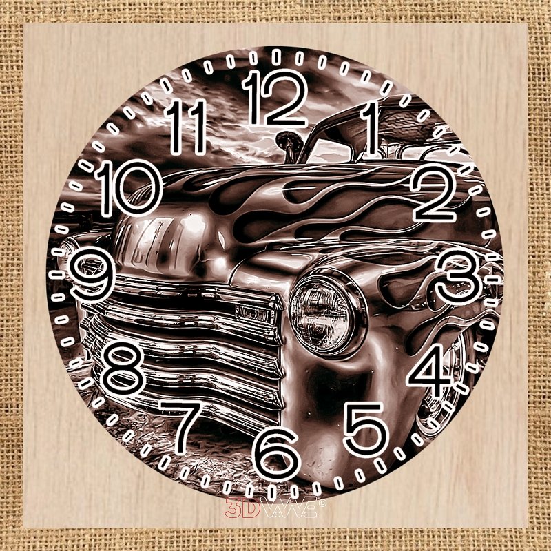 VINTAGE CAR CLOCK pyroprinter & laser-ready file 3DWave.us