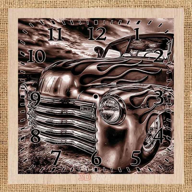 VINTAGE CAR CLOCK pyroprinter & laser-ready file 3DWave.us