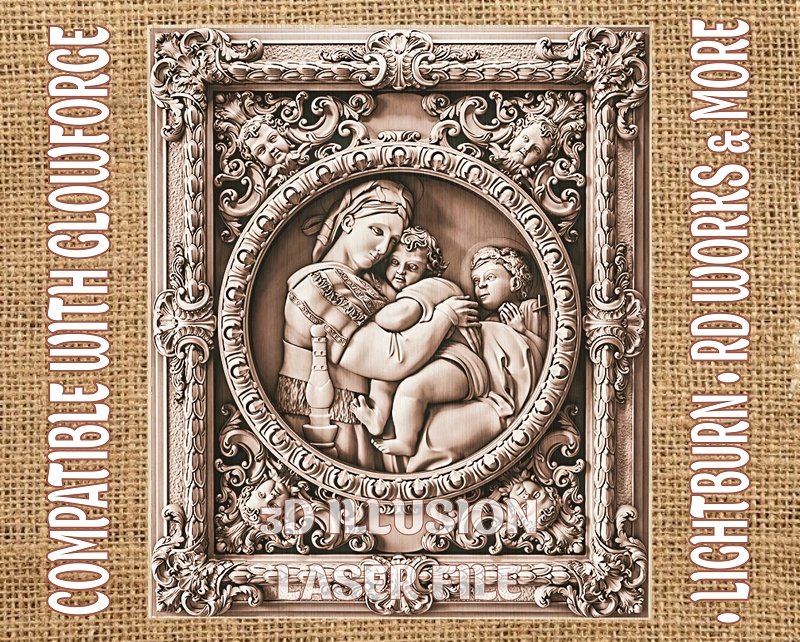 VIRGIN MARY & JESUS 3d illusion & laser-ready files 3DWave.us