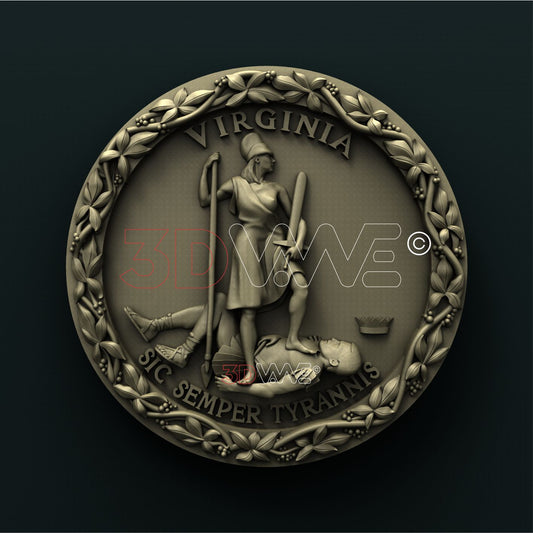 VIRGINIA STATE SEAL 3D STL 3DWave
