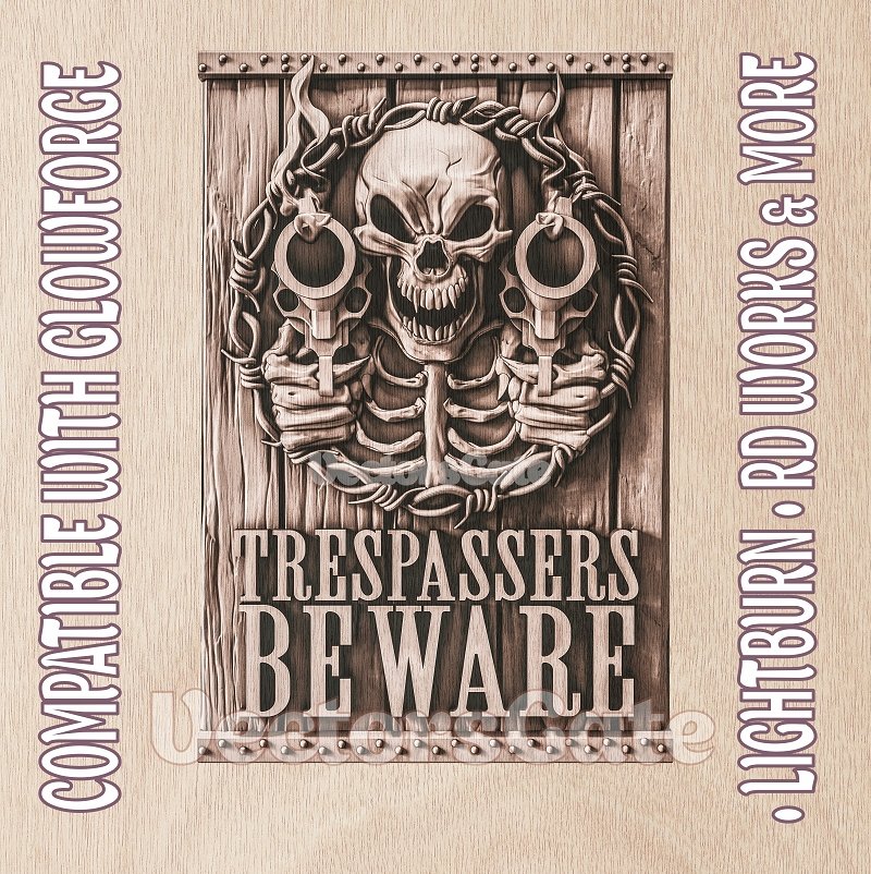 WARNING SIGN 3d illusion & laser - ready file 3DWave.us