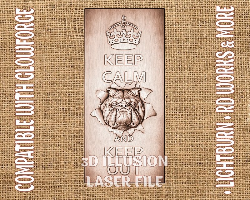 Warning sign 3d illusion & laser-ready files 3DWave.us