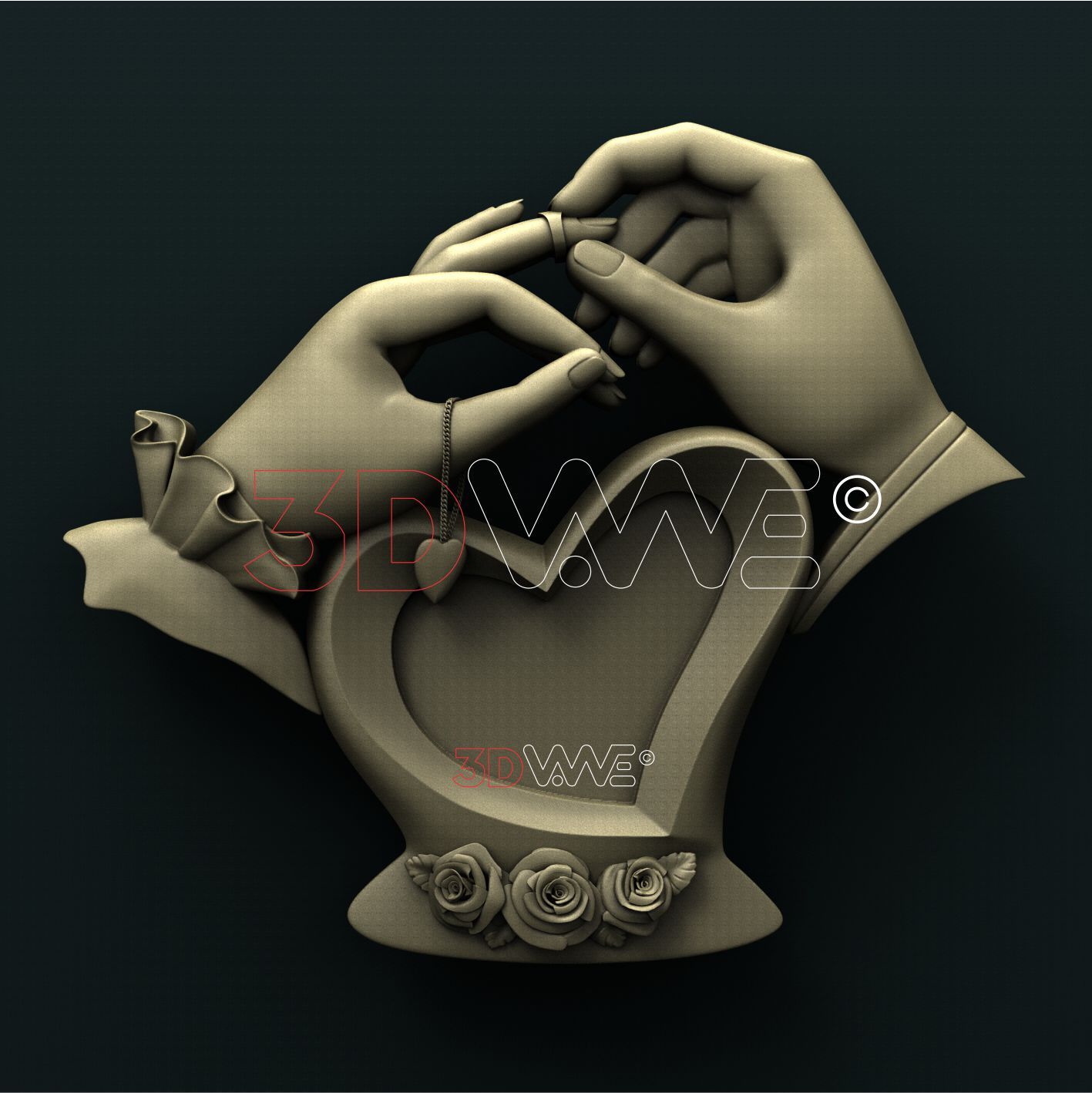 WEDDING PICTURE FRAME 3D STL 3DWave