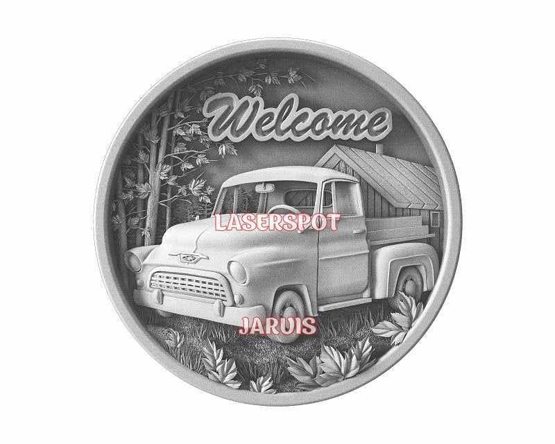 Welcome sign 3d illusion & laser-ready files - 3DWave.us