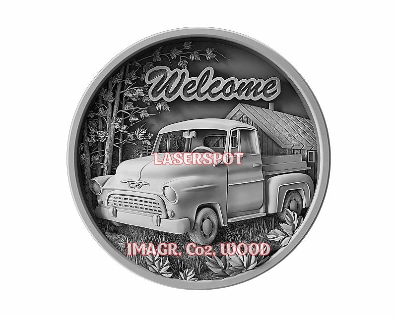 Welcome sign 3d illusion & laser-ready files - 3DWave.us