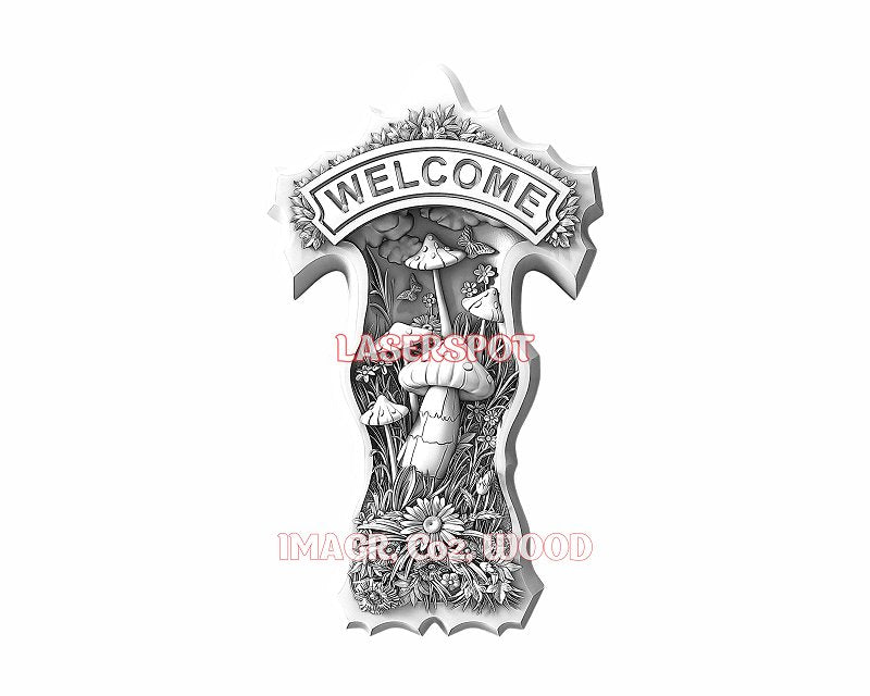Welcome sign 3d illusion & laser-ready files - 3DWave.us