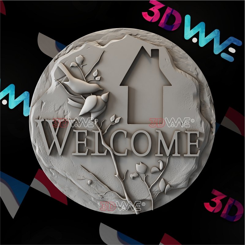 WELCOME SIGN 3d stl - - 3DWave.us