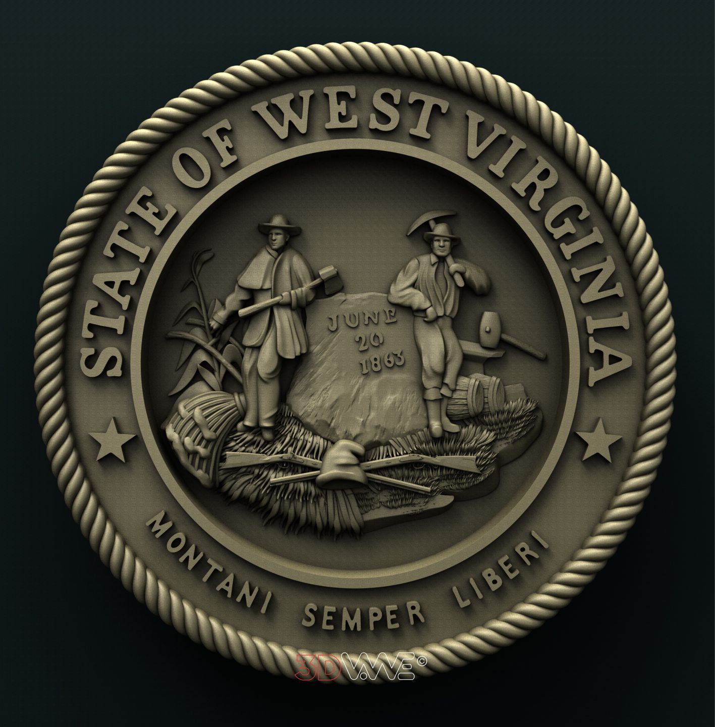 WEST VIRGINIA STATE SEAL 3D STL 3DWave