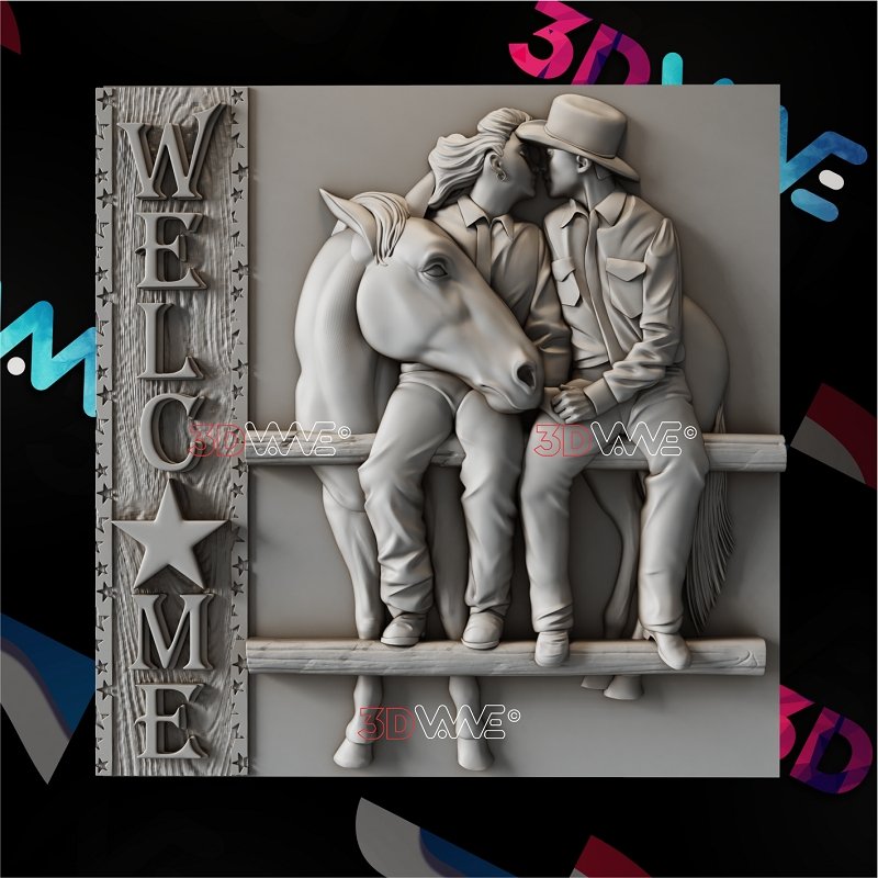 WESTERN WELCOME SIGN 3d stl 3DWave.us