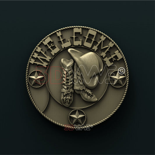 WESTERN WELCOME SIGN 3D STL 3DWave