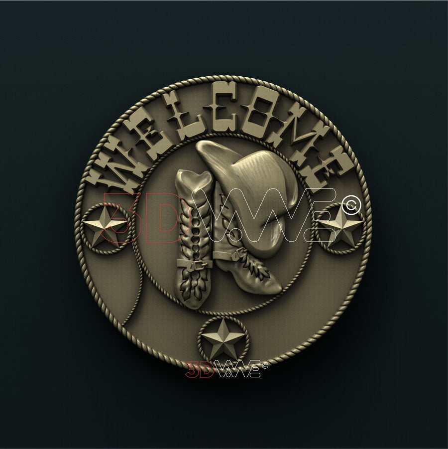 WESTERN WELCOME SIGN 3D STL 3DWave
