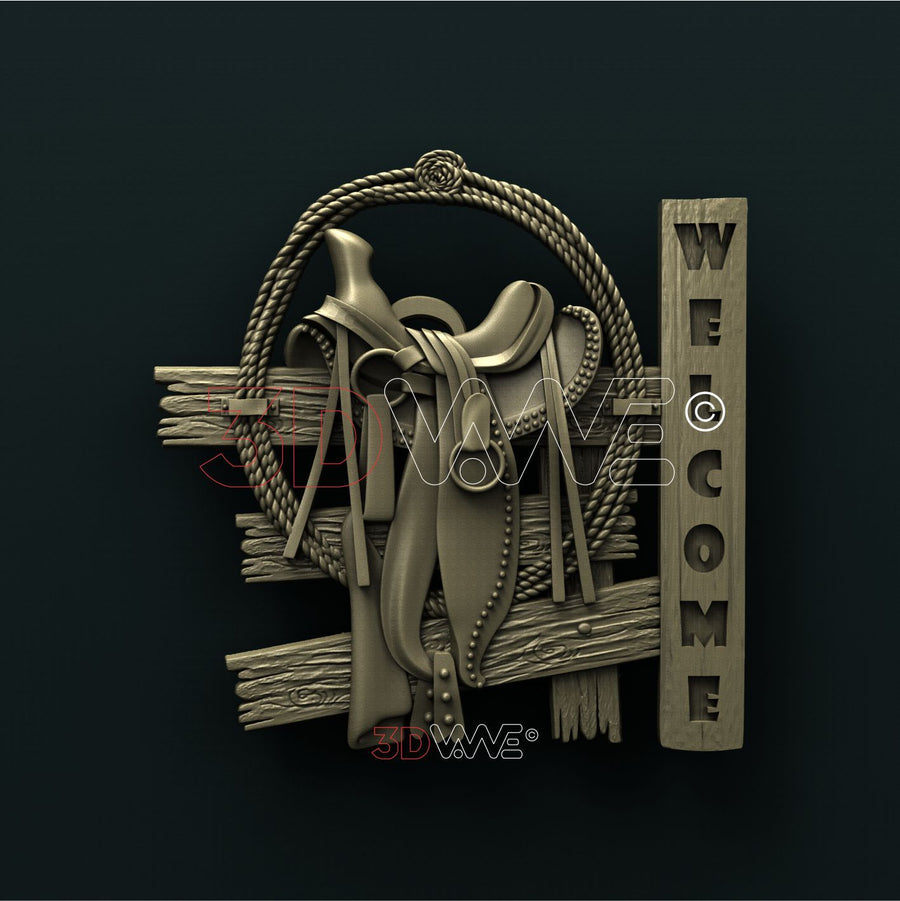 WESTERN WELCOME SIGN 3D STL 3DWave