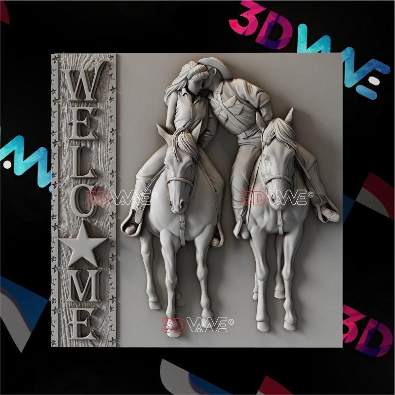WESTERN WELCOME SIGN 3d stl 3DWave.us
