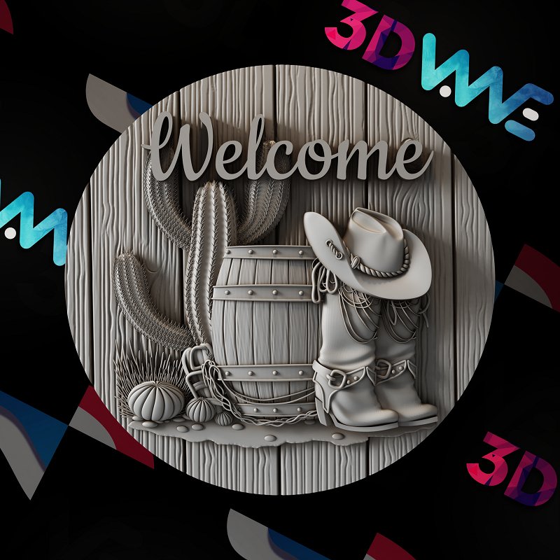 WESTERN WELCOME SIGN 3d stl - 3DWave.us