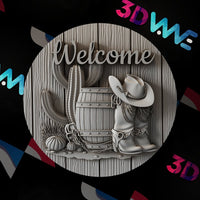 Thumbnail for WESTERN WELCOME SIGN 3d stl - 3DWave.us