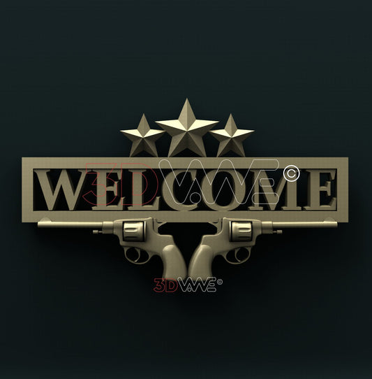 WESTERN WELCOME SIGN 3D STL 3DWave