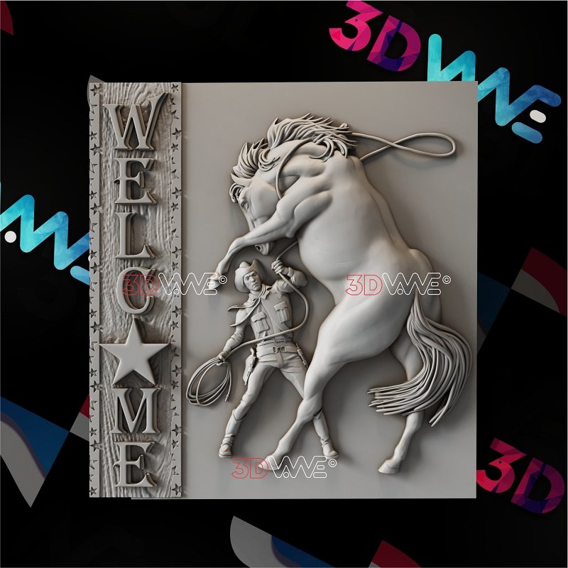 WESTERN WELCOME SIGN 3d stl 3DWave.us