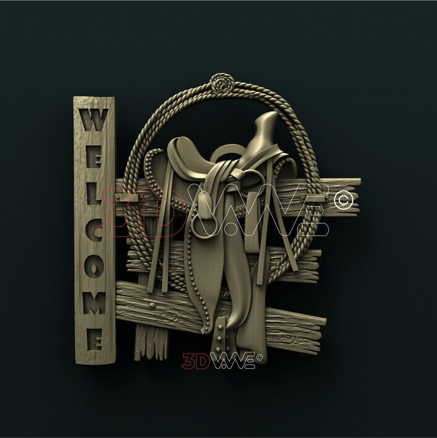 WESTERN WELCOME SIGN 3D STL 3DWave