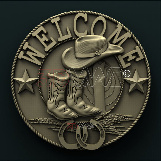 WESTERN WELCOME SIGN 3D STL 3DWave