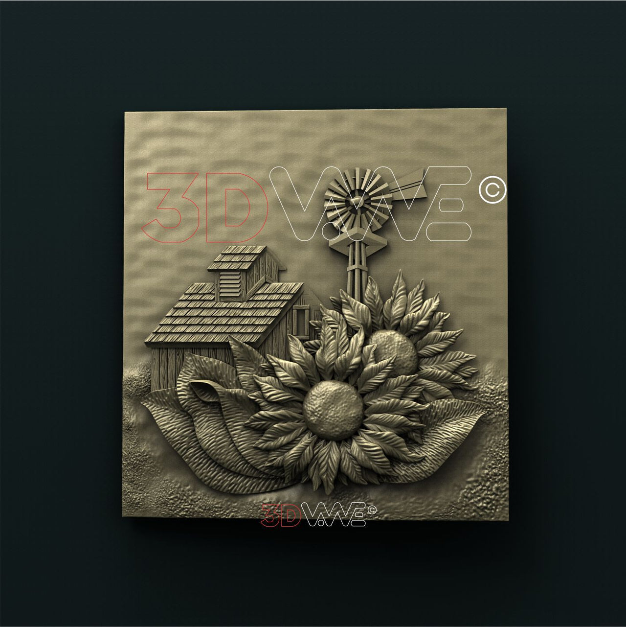 WINDMILL AND SUNFLOWERS 3d stl 3DWave