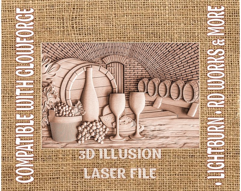 WINE CELLAR 3d illusion & laser-ready files 3DWave.us